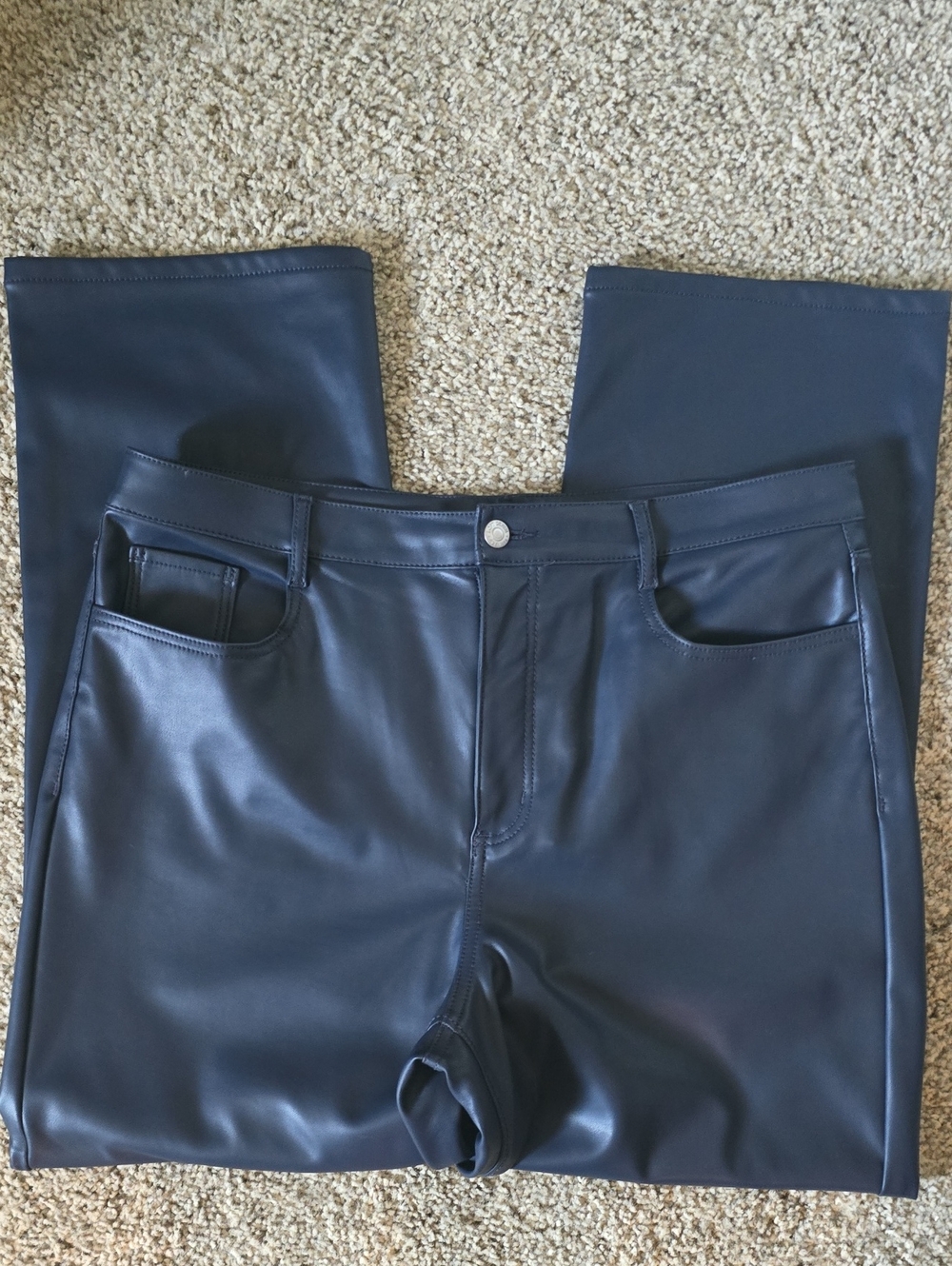 LOFT Navy Faux Leather Pants 32/14